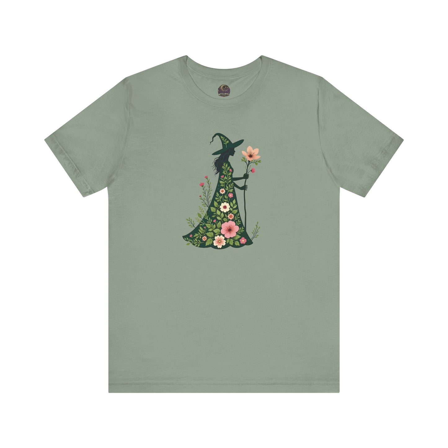 Floral Green Witch Unisex Jersey Short Sleeve Tee