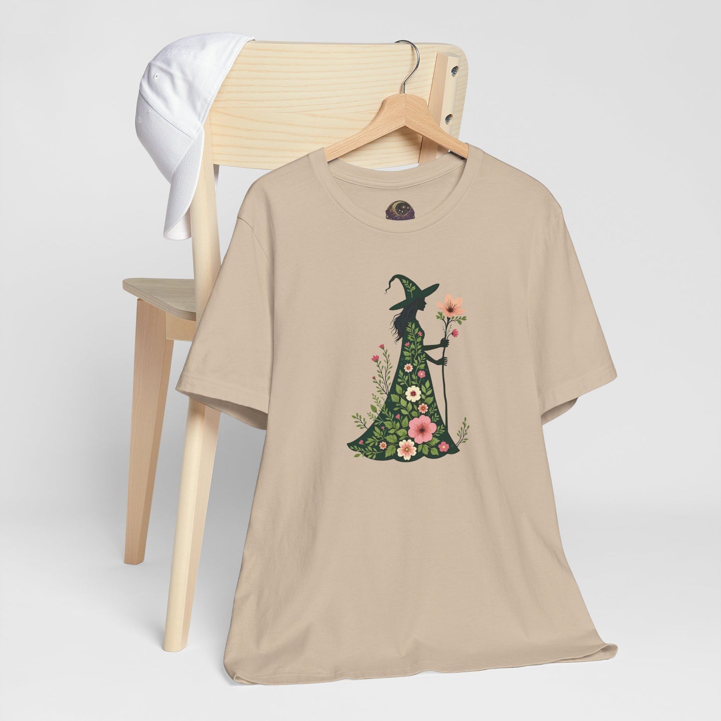 Floral Green Witch Unisex Jersey Short Sleeve Tee