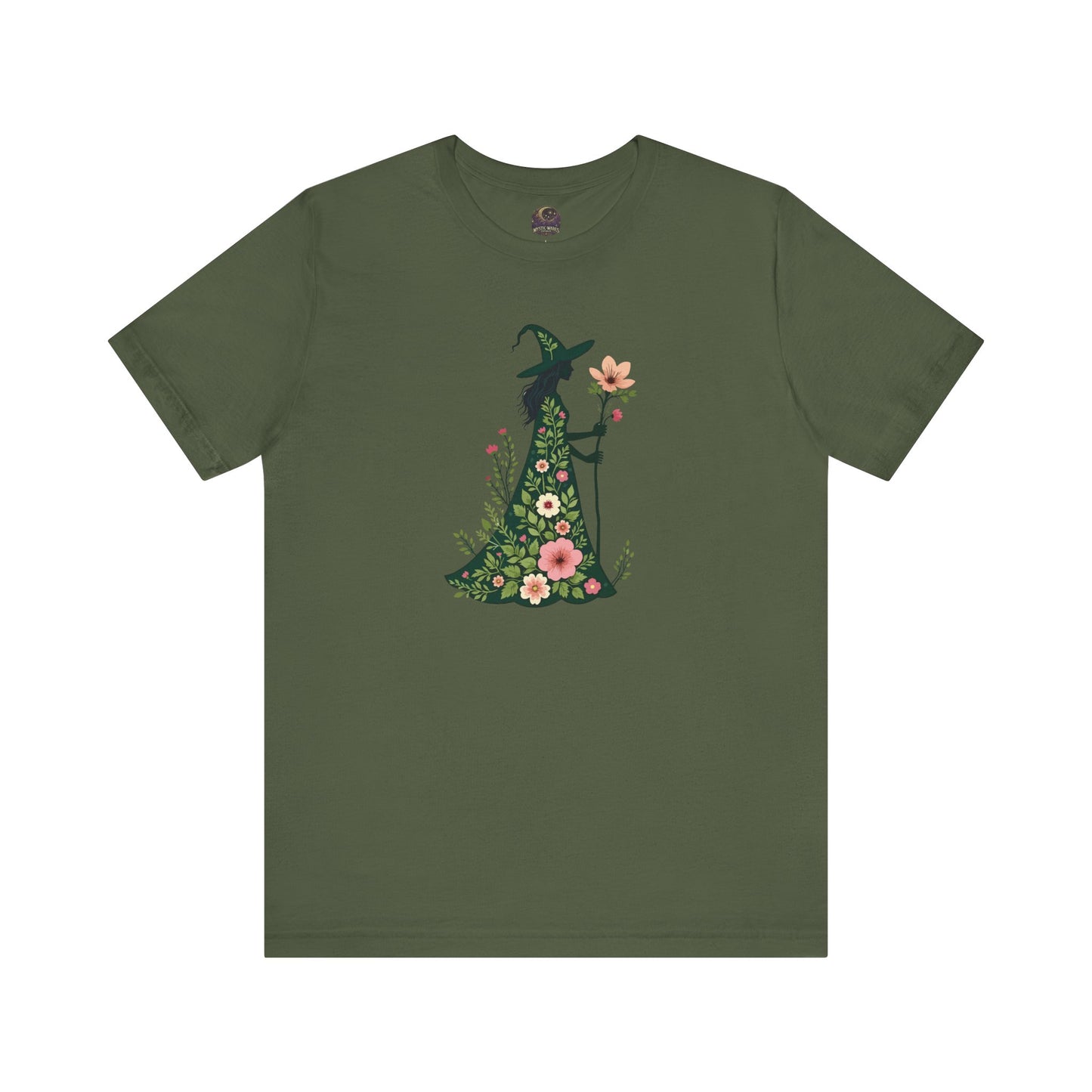 Floral Green Witch Unisex Jersey Short Sleeve Tee