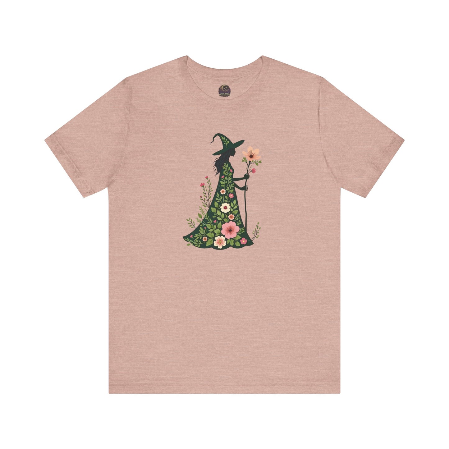 Floral Green Witch Unisex Jersey Short Sleeve Tee
