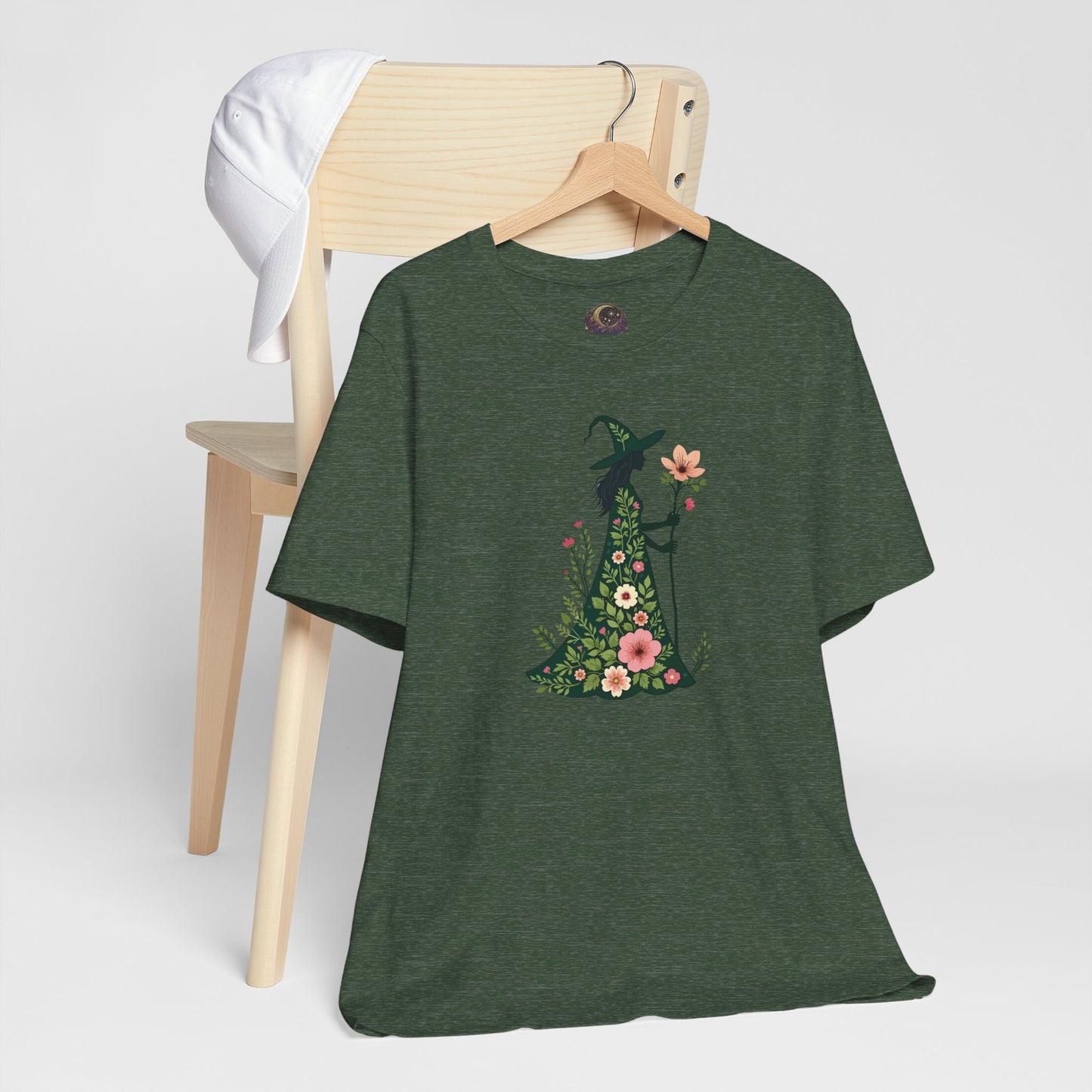 Floral Green Witch Unisex Jersey Short Sleeve Tee