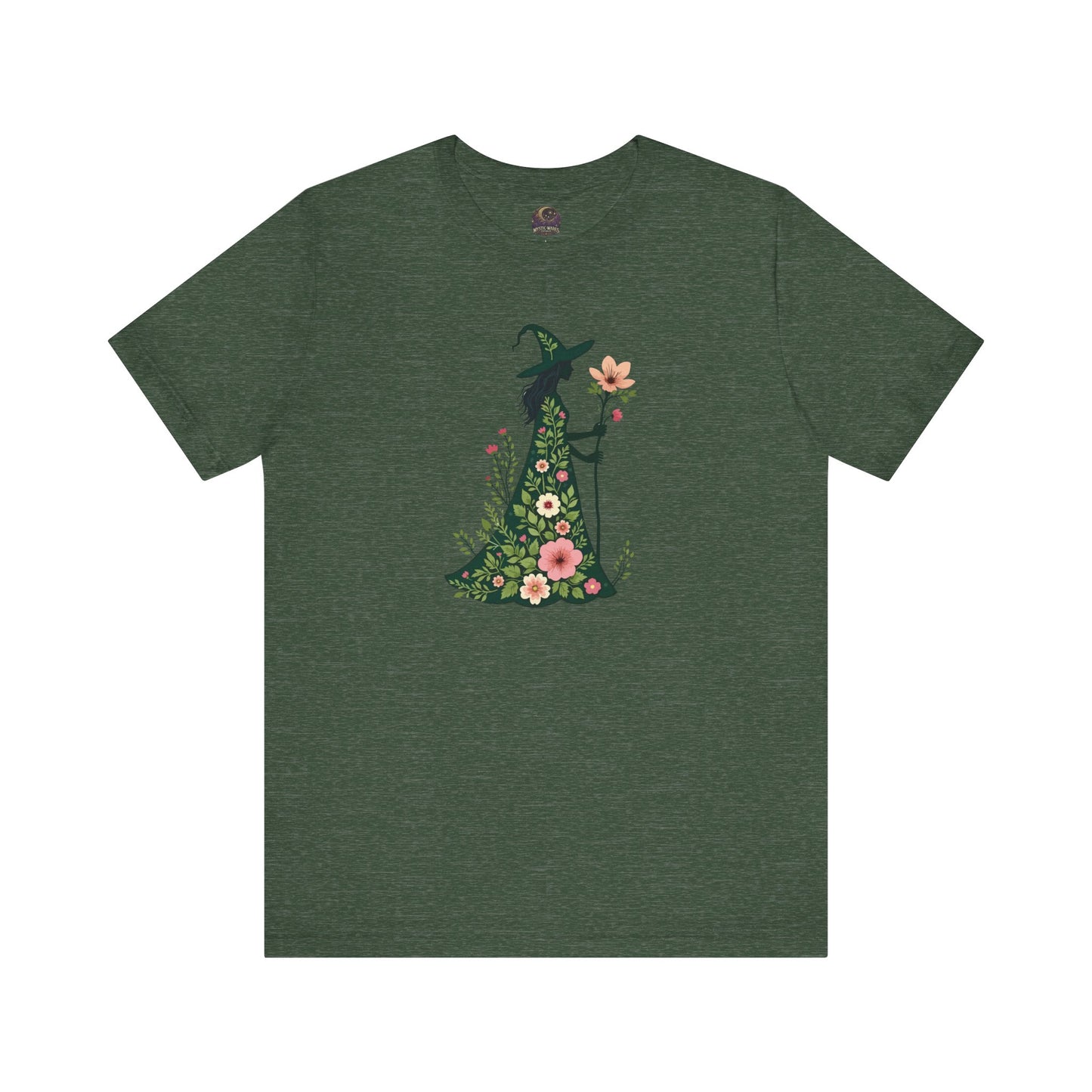 Floral Green Witch Unisex Jersey Short Sleeve Tee