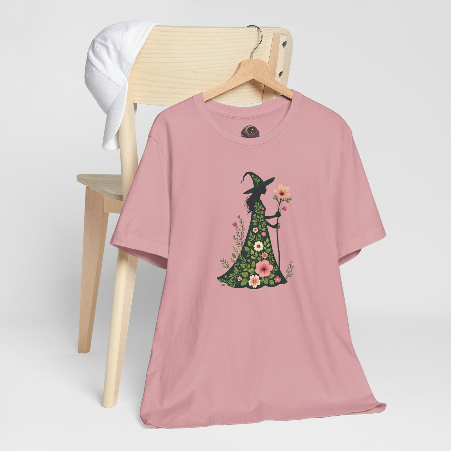 Floral Green Witch Unisex Jersey Short Sleeve Tee