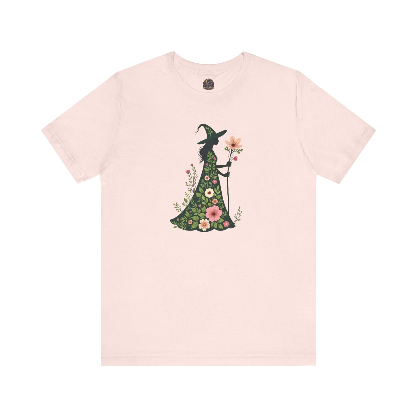 Floral Green Witch Unisex Jersey Short Sleeve Tee