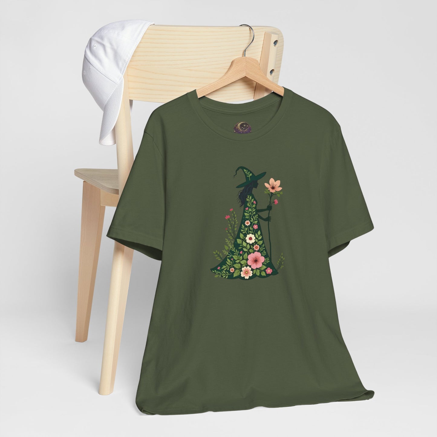 Floral Green Witch Unisex Jersey Short Sleeve Tee