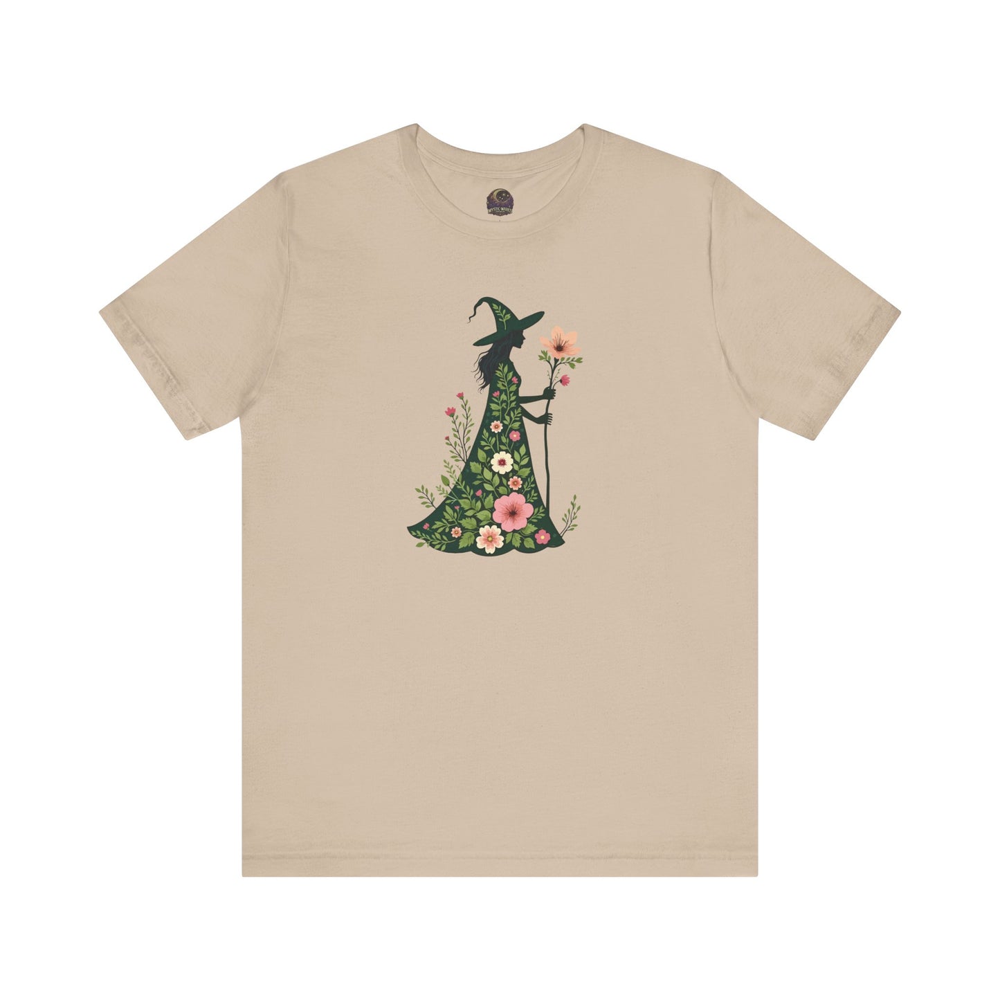 Floral Green Witch Unisex Jersey Short Sleeve Tee