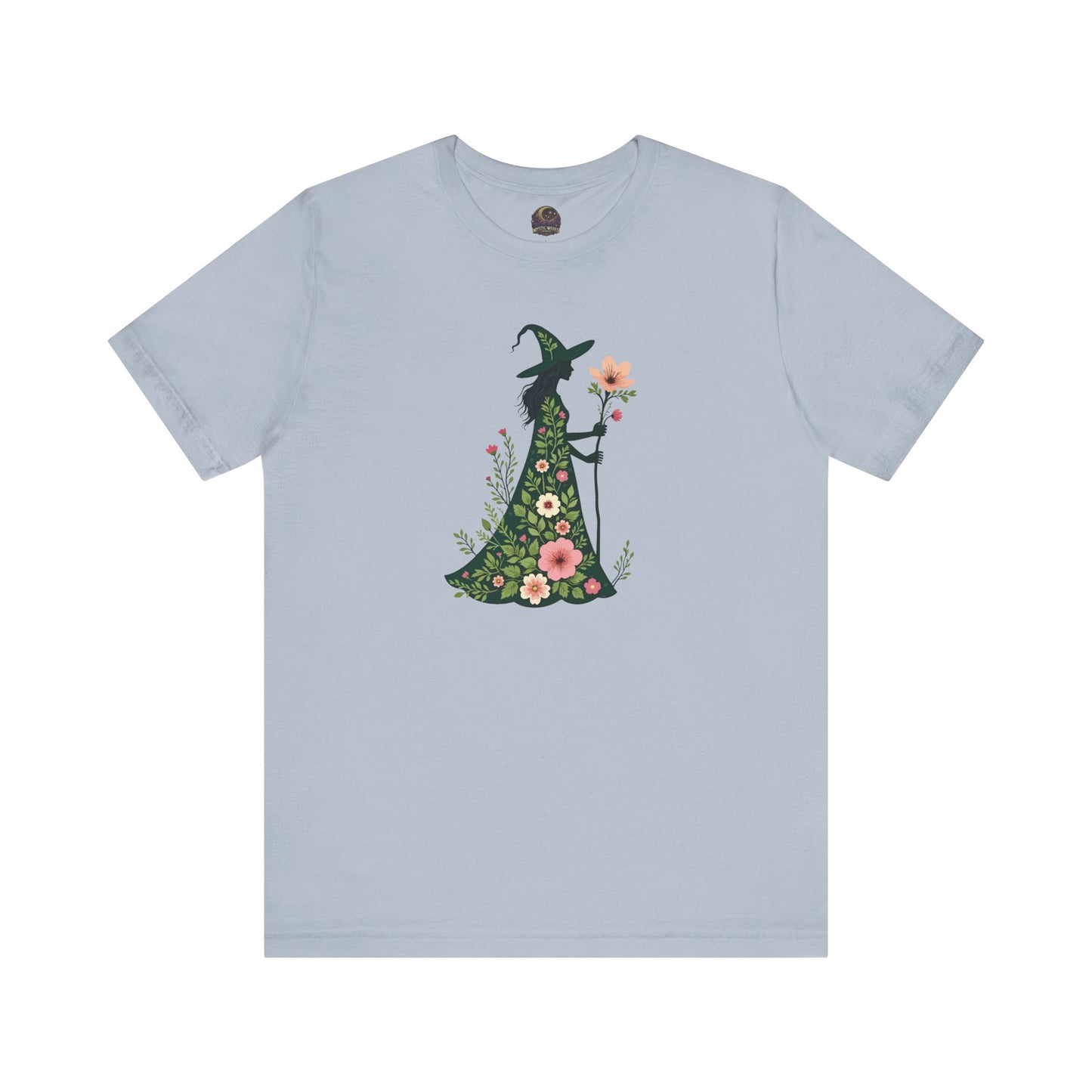 Floral Green Witch Unisex Jersey Short Sleeve Tee