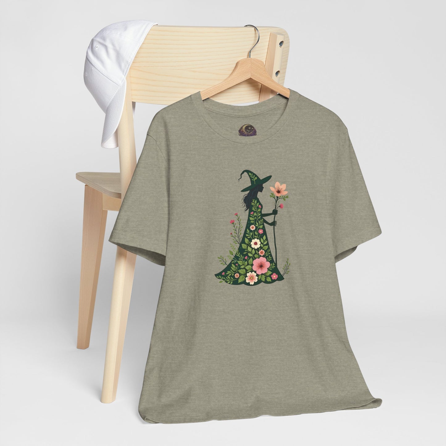 Floral Green Witch Unisex Jersey Short Sleeve Tee