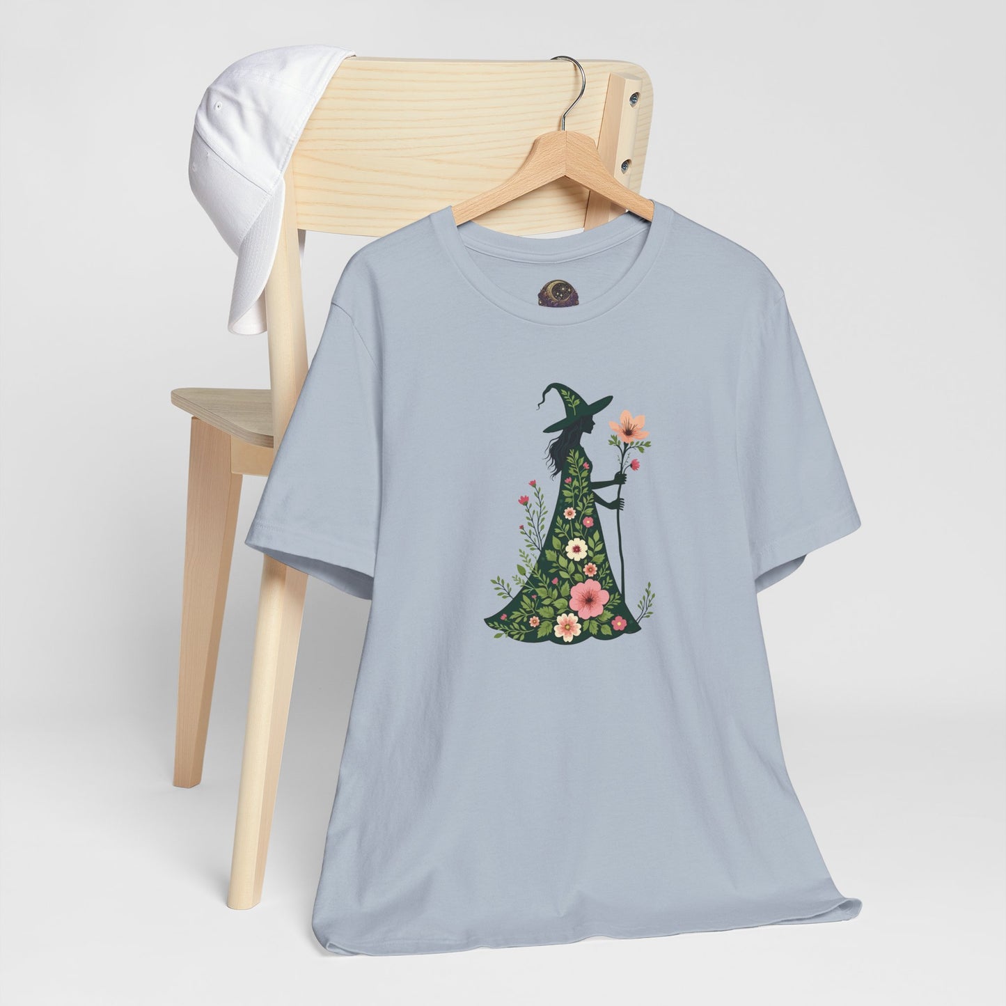 Floral Green Witch Unisex Jersey Short Sleeve Tee