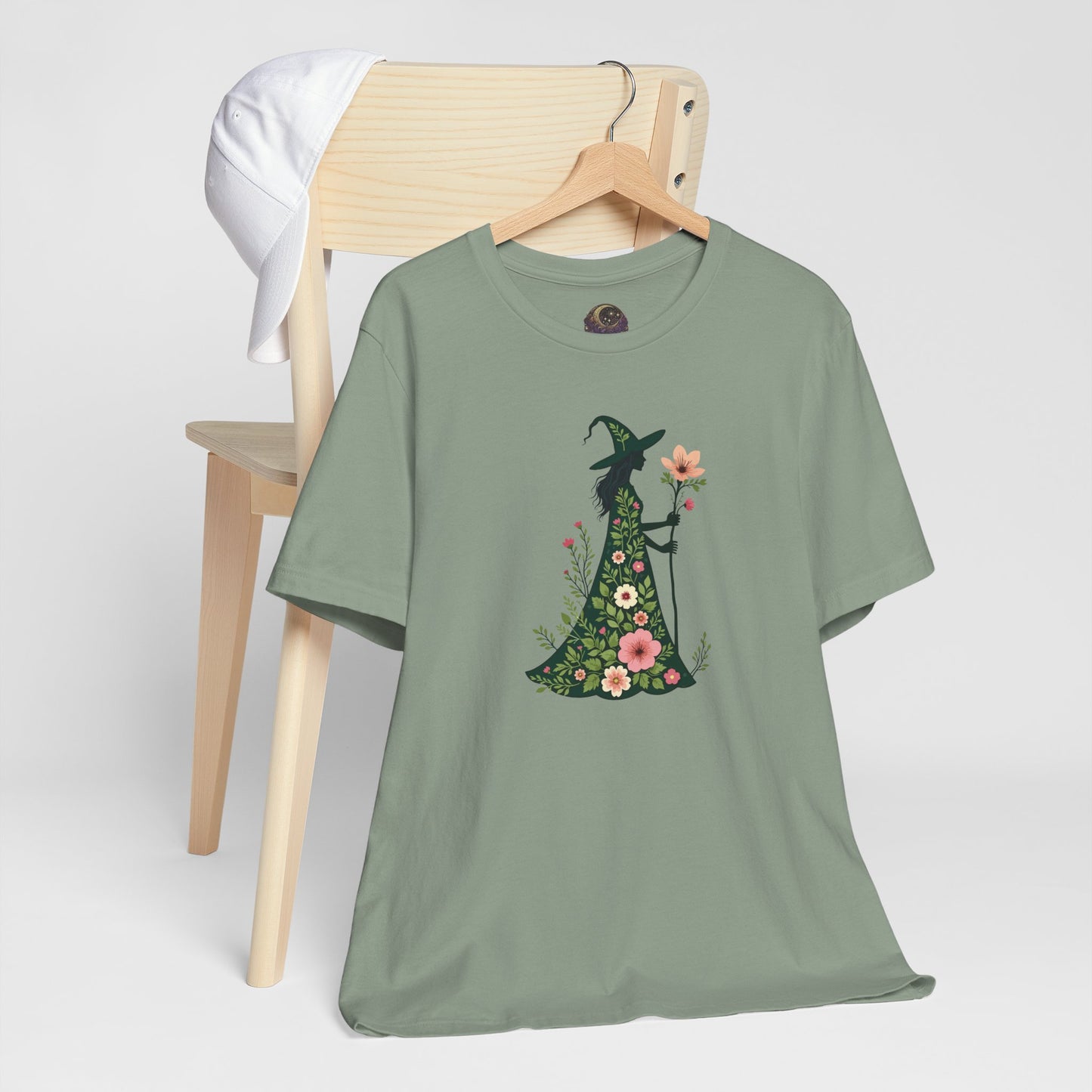 Floral Green Witch Unisex Jersey Short Sleeve Tee