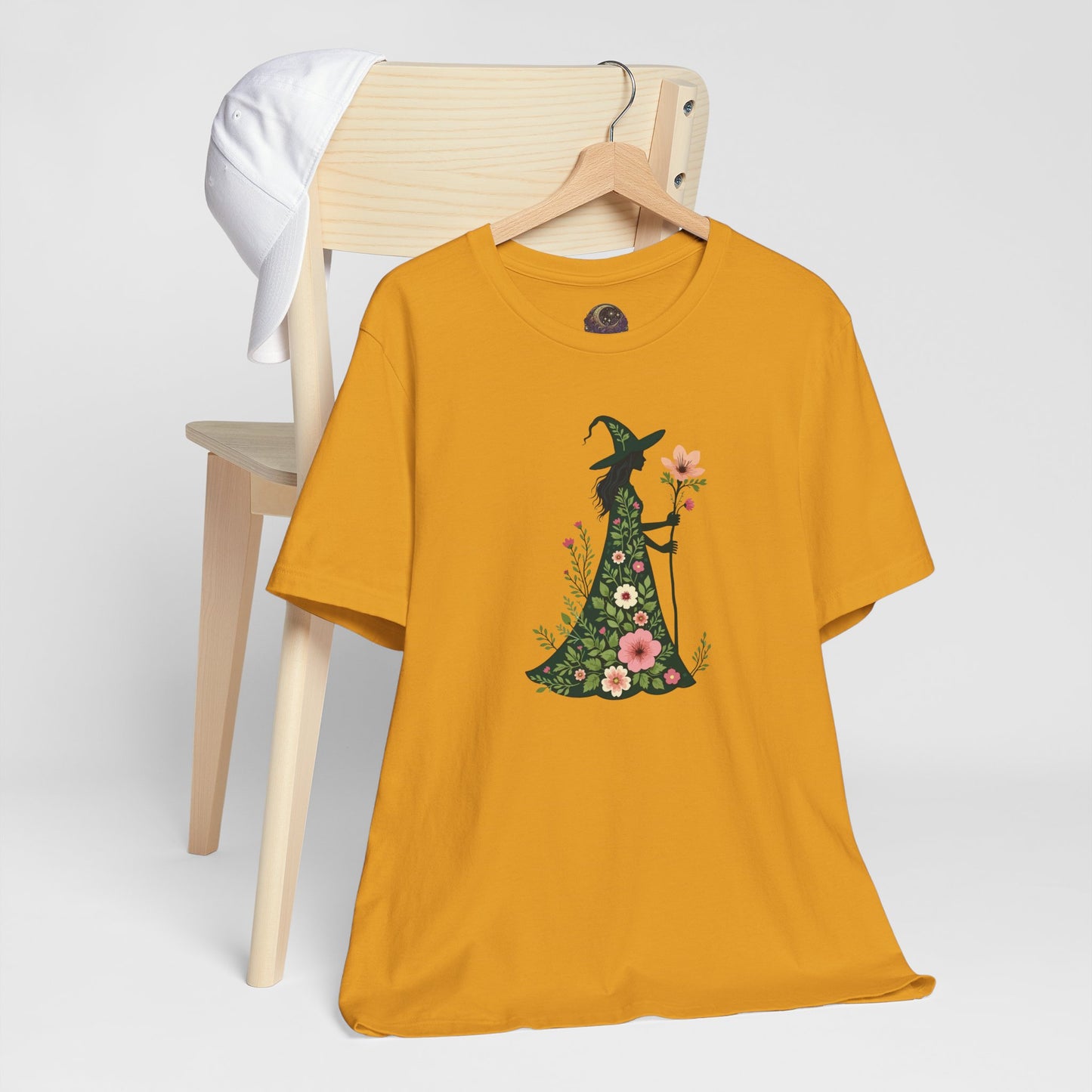 Floral Green Witch Unisex Jersey Short Sleeve Tee