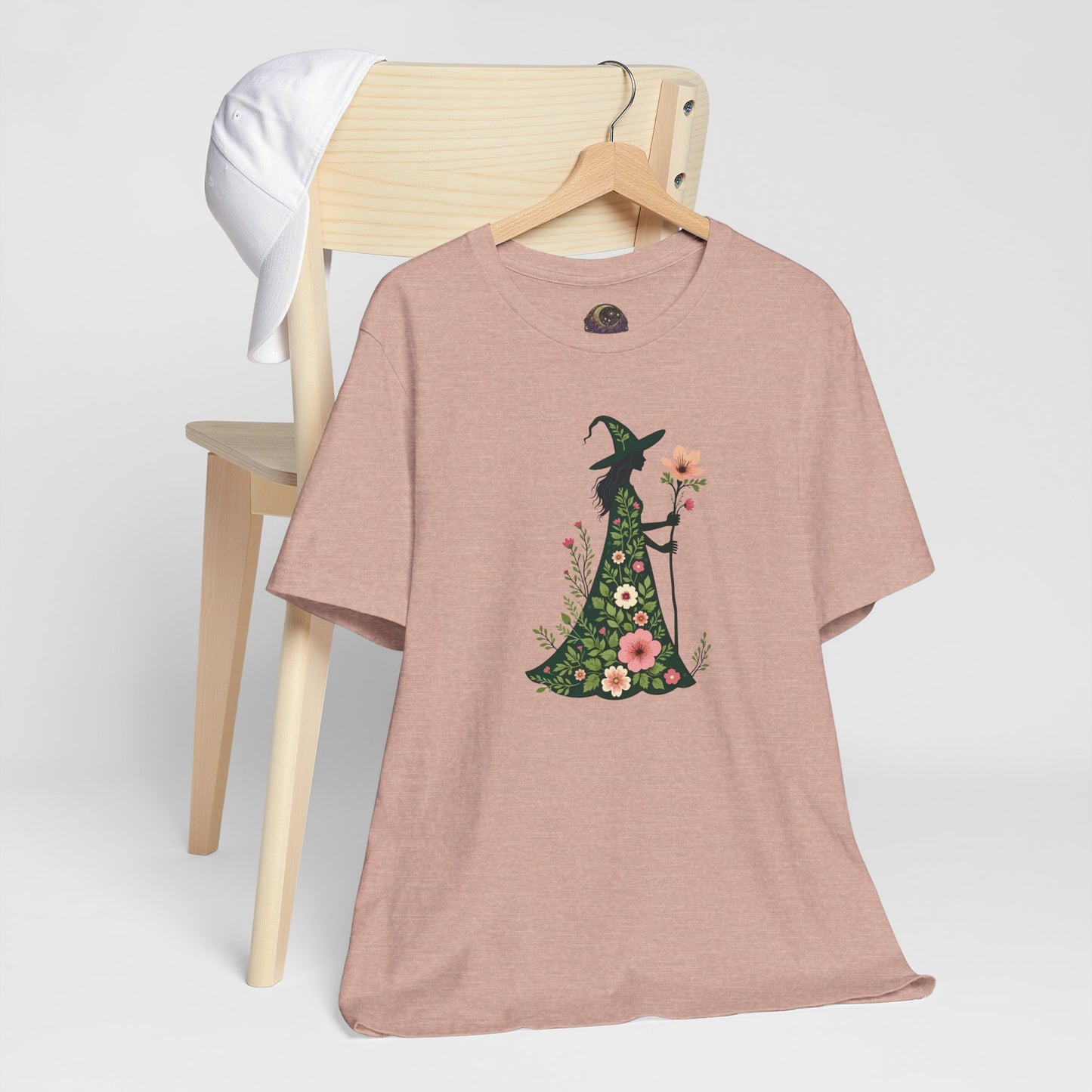 Floral Green Witch Unisex Jersey Short Sleeve Tee