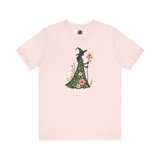 Floral Green Witch Unisex Jersey Short Sleeve Tee