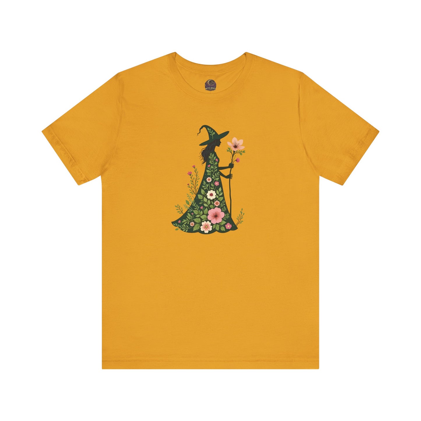 Floral Green Witch Unisex Jersey Short Sleeve Tee