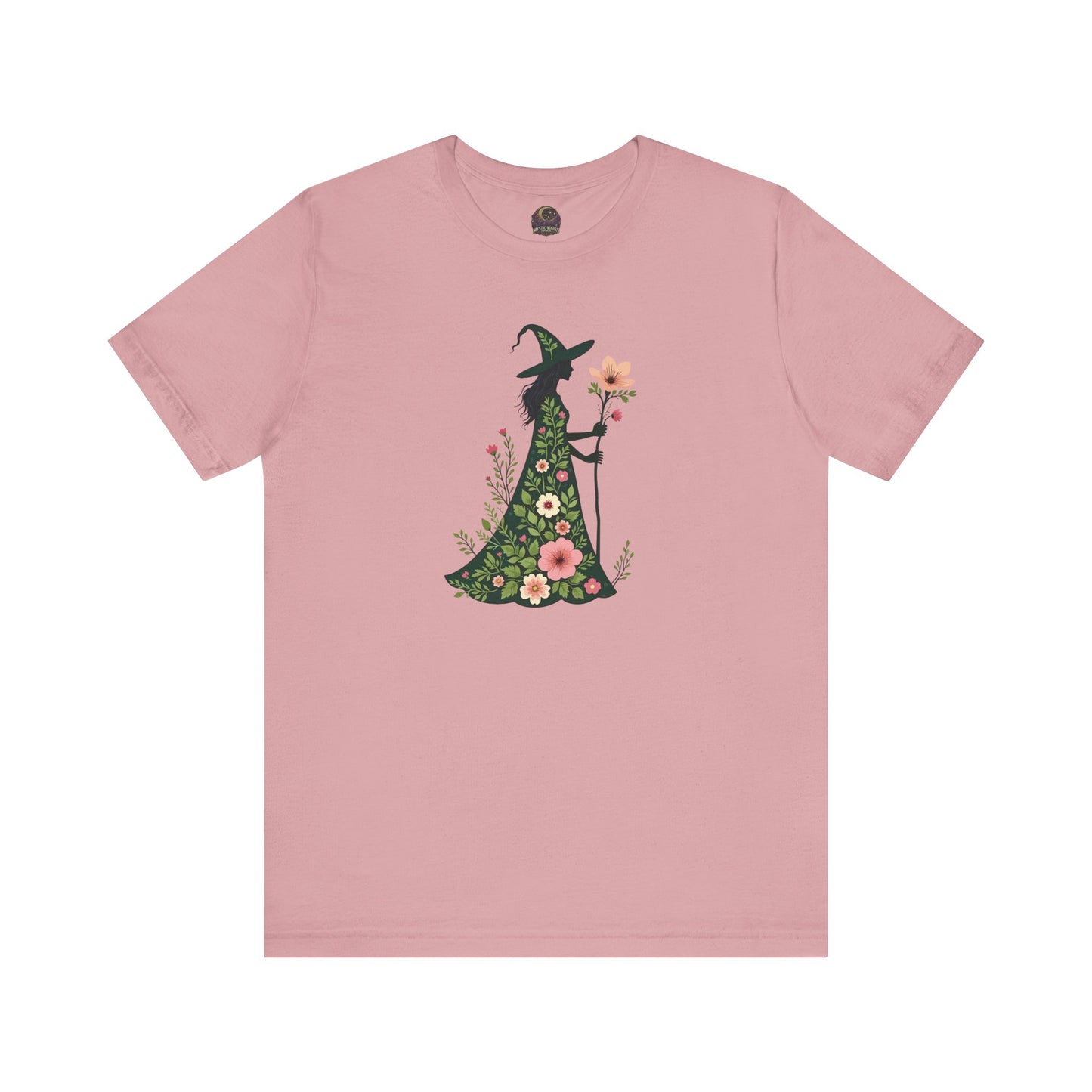 Floral Green Witch Unisex Jersey Short Sleeve Tee